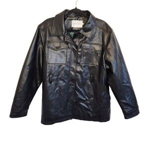 Rebecca Minkoff Womens Faux Leather Jacket Black Extra Large Shacket Quilted NWT